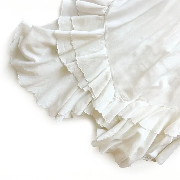 Sea New York Tie Neck Mini Dress White Size 4 Ruffle, Pom-Pom & Tassel Accents - Picture 9 of 14